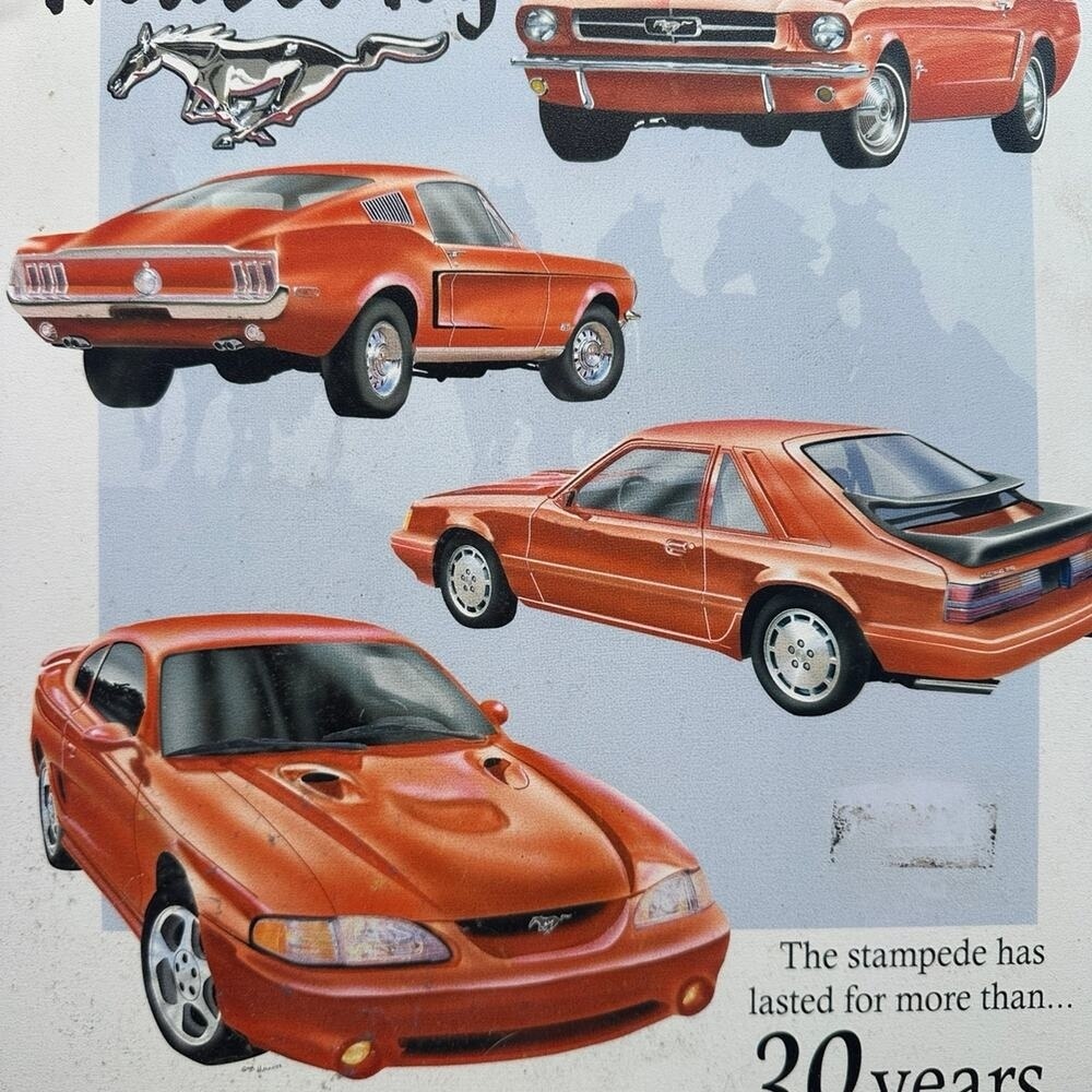 Vintage 1998‎ Ford Mustang 30 Years Tribute Tin Sign 13x16